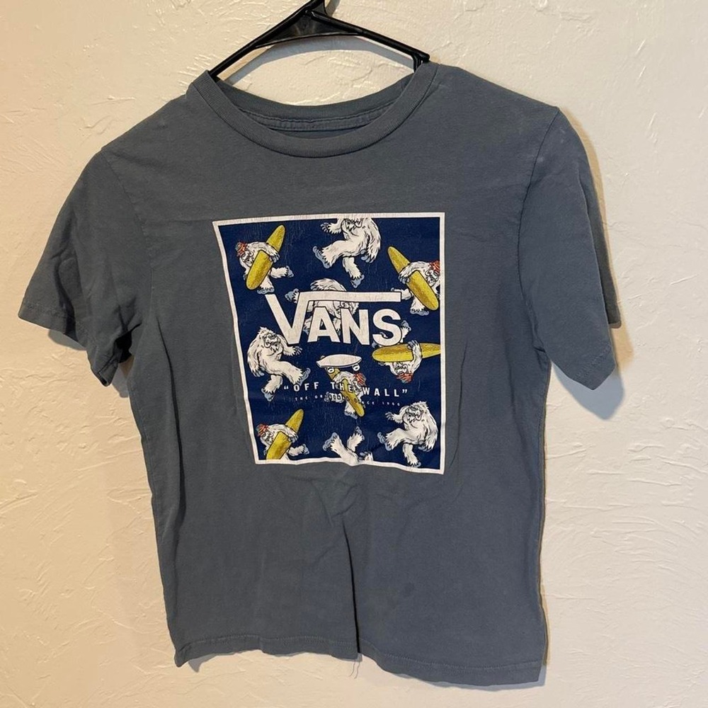Vans Boys Blue Gray Yeti Surf Graphic T-Shirt Classic Fit Size S 8-10